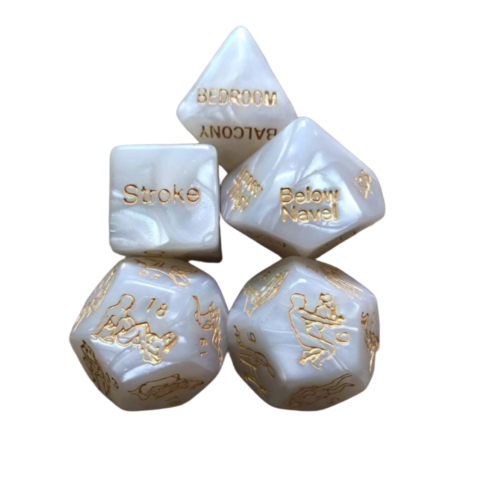 Couple Play Dice Set – 5pcs Resin Edition (White)