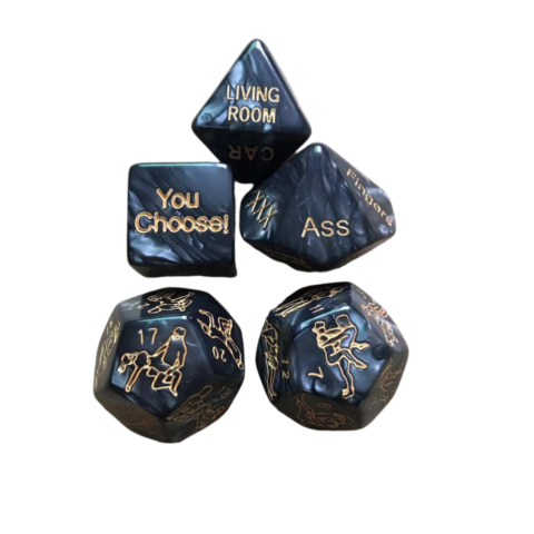 Couple Play Dice Set – 5pcs Resin Edition (Black Luxury)